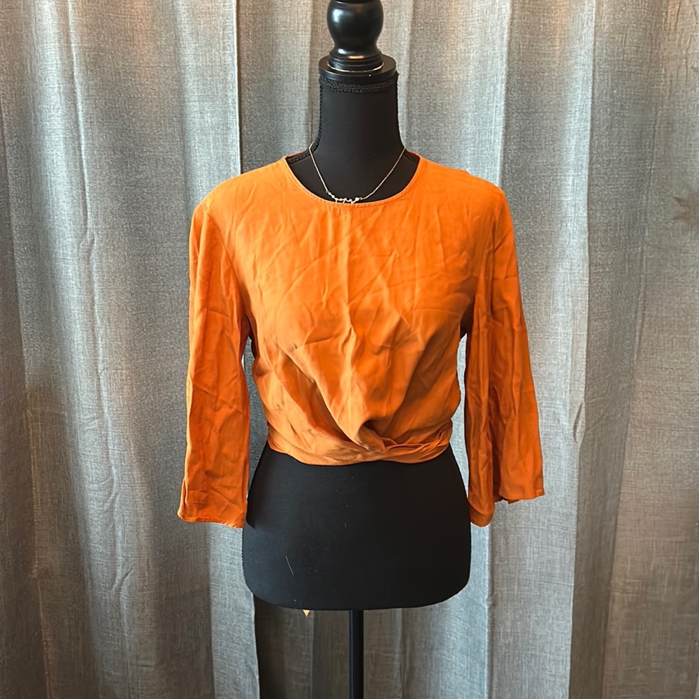 Orange Zara wrap blouse